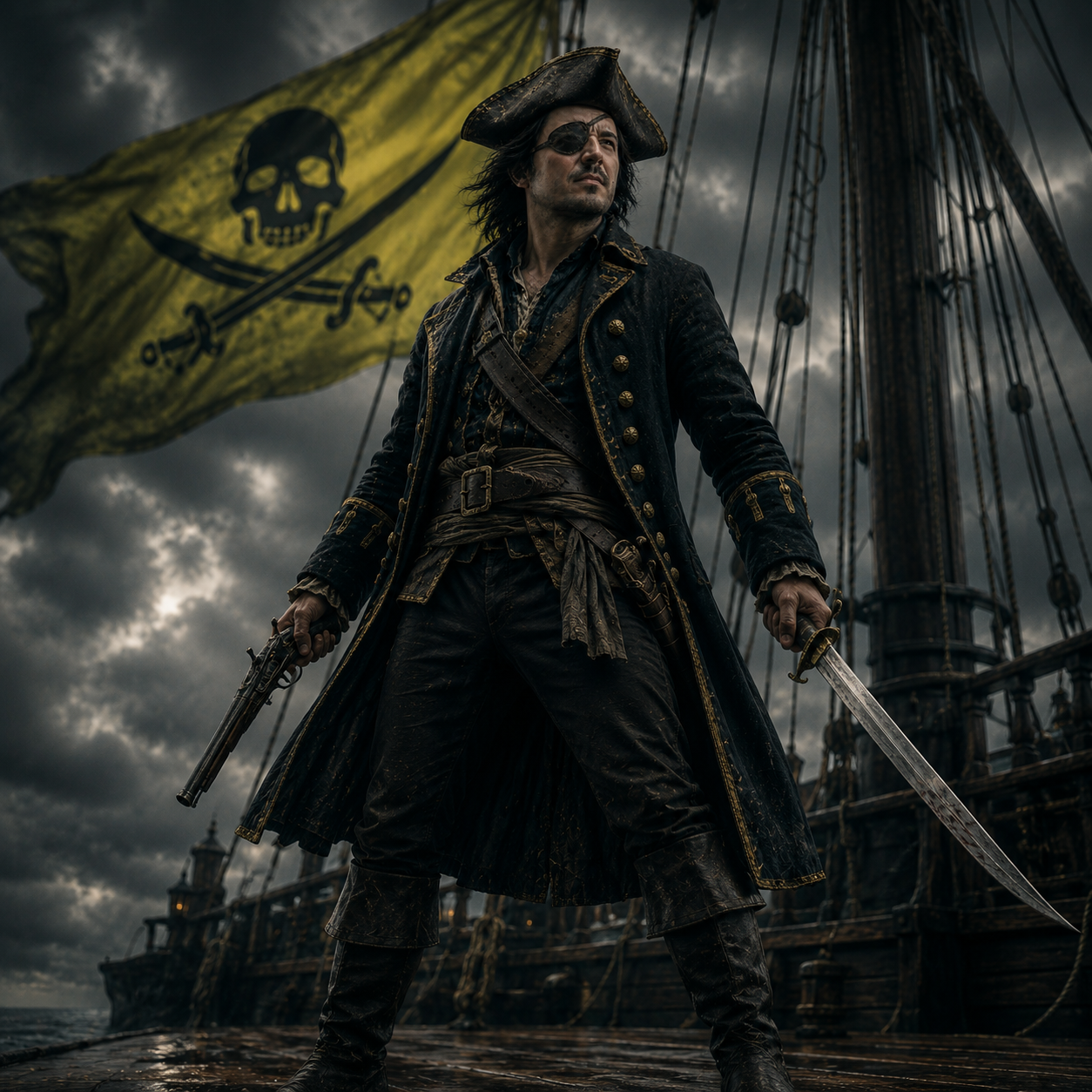 Captain Vlad armed on deck